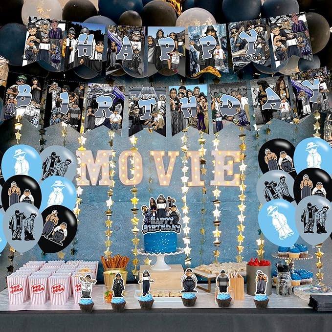 Homies Birthday Party Decoration Set - Theme Banner, Cake Topper, Latex Balloons for Fans Party Supplies, Blue