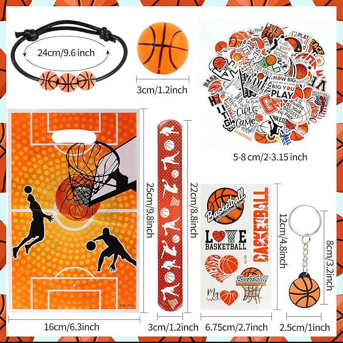 Kolewo4ever 294 Pieces Basketball Party Supplies Set Bulk Sports Goodie Bag Fillers for Sports Party Gifts Bags (Basketball)