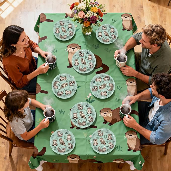 50Pcs Otter Party Supplies 7" Sea Otters Paper Plates Disposable Sea and River Little Otter Platter for Kids Birthday Baby Shower Ocean Animal Theme Party Favors
