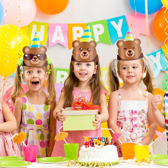 24 Pcs Party Hats for Kids Paper Headbands Crown for Boys Girls, Birthday Party Decoration Favors