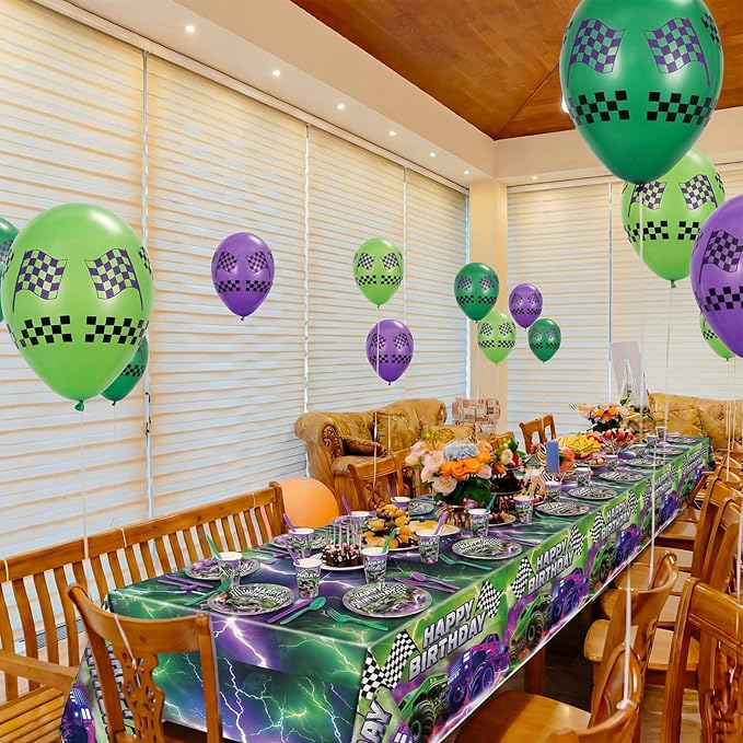 Mifoci 3 Pcs Monster Truck Birthday Party Tablecloths Monster Machine Table Covers Large Plastic Disposable 108 x 54 Inches for Truck Theme Kid's Boys Birthday Shower Party Supplies (Fresh)