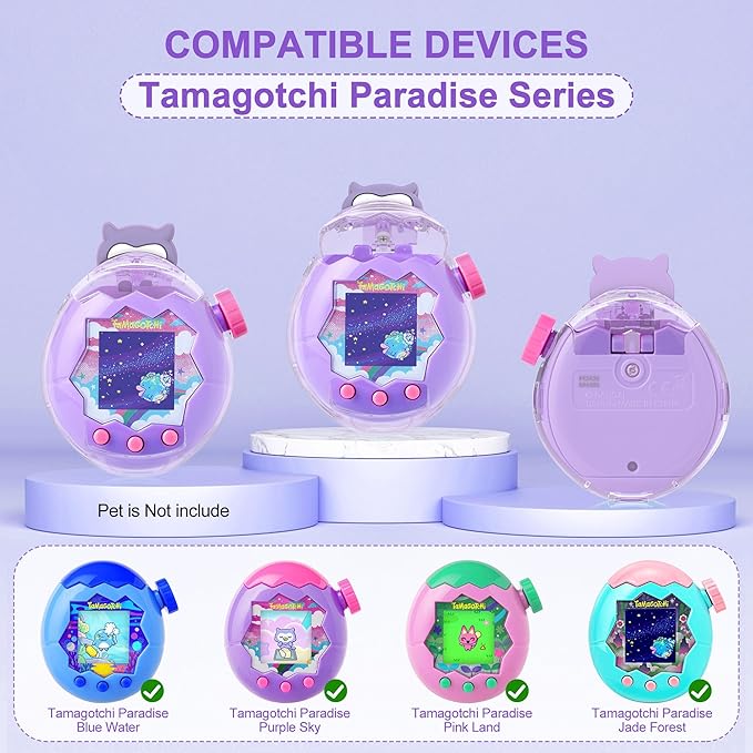 for Tamagotchi Paradise Clear Case and Replacement Lid Set, Ideal for DIY Fans, Collectors and Display, for Paradise Tamagotchi Accessories, with Lanyard (No Device/Film)
