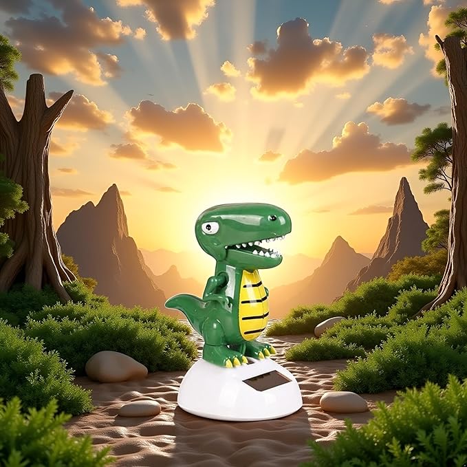 Green Solar Powered Dancing Dinosaur,Decoration Gift,Swinging Dancer Ornaments,No Battery Required,Desk and Dashboard Decor Home Decor Birthday Gifts Solar Power Kits Learning and Education