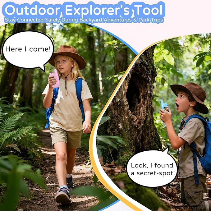 Dual Cameras Video Walkie Talkies for Kids, Kids Walkie Talkies 2 Pack for Age 3-12 Year Old Boys Girls with Front&Rear Cameras,Screen and Rechargeable Battery, Gift for Child