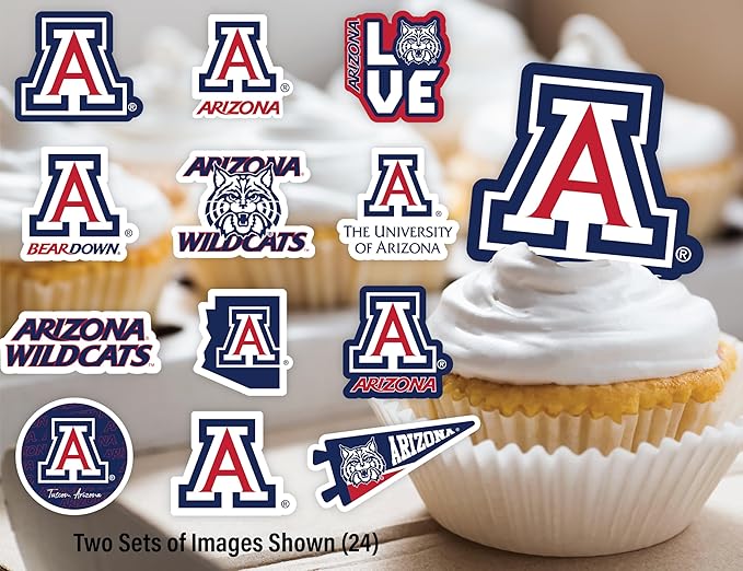 University of Arizona Cupcake Topper Party Supplies for UA Football, Birthday, Graduation Party Decorations (24 Pieces) (Arizona Wildcats)