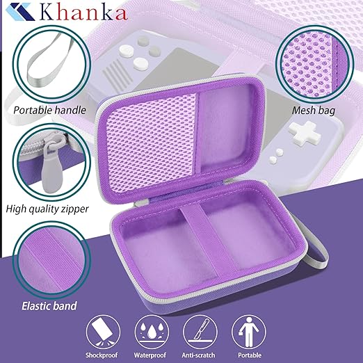 khanka Hard Travel Case Replacement for Anbernic RG34XX Handheld Game Console,Case Only. (Purple)