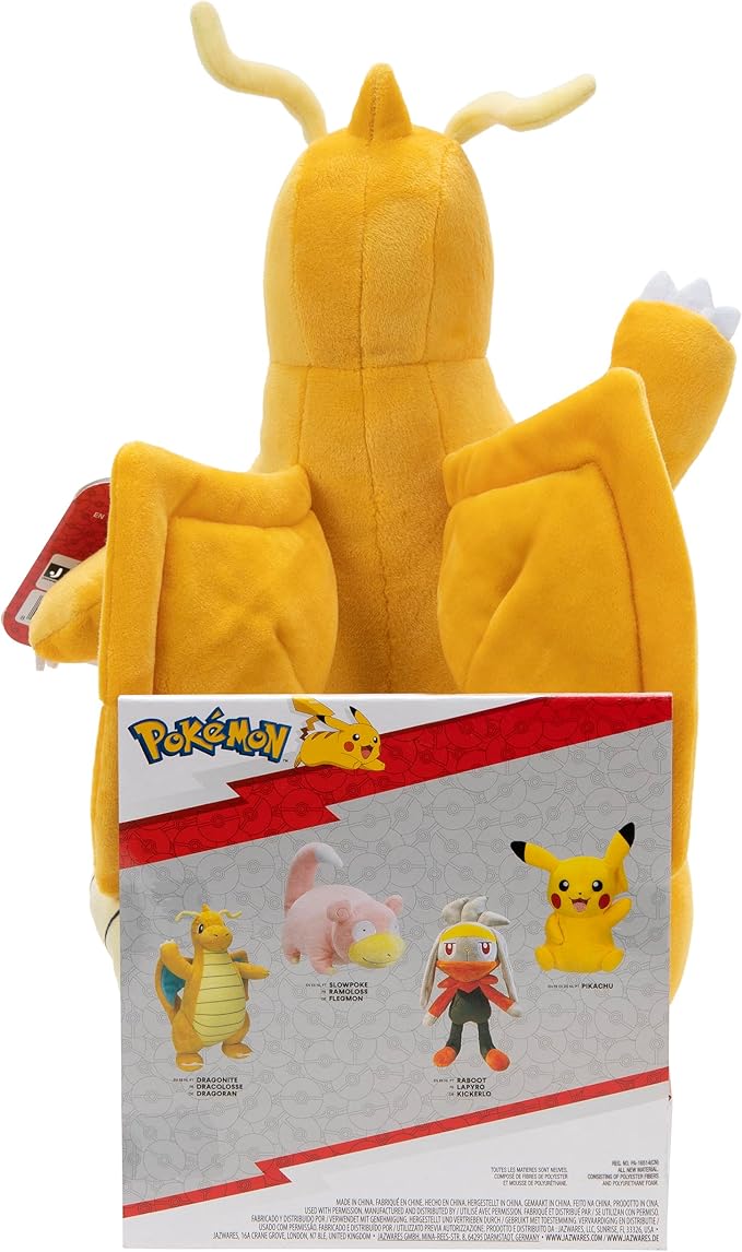 Pokemon Dragonite Plush - 12-Inch Dragon- and Flying-Type Pokemon Plush