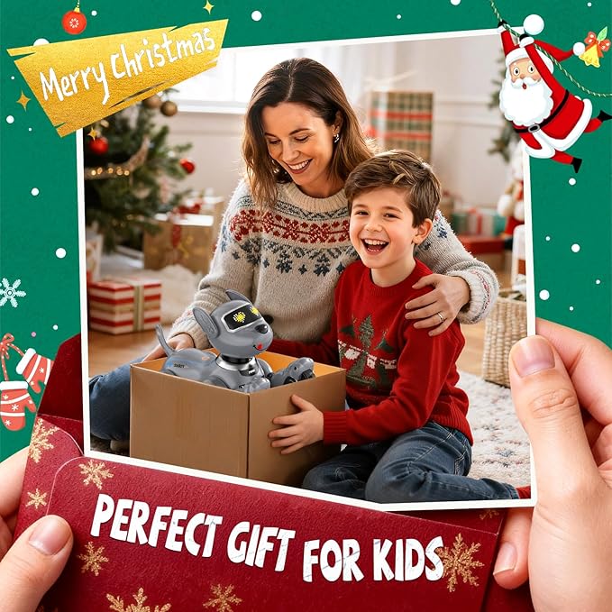 anysun Robot Dog Toy for Kids, Programmable Remote Control Robot Puppy with Follow Up & Touch Sensors, Dancing & Singing, Smart Stunt Robot Pet, Interactive Robotic Dog for Kids (Gray)