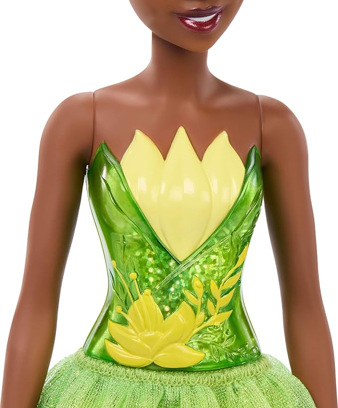 Mattel Disney Princess Tiana Doll in Sparkling Fashion with Removable Skirt, Tiara and Shoes, Posable & Collectible, Inspired by Movie