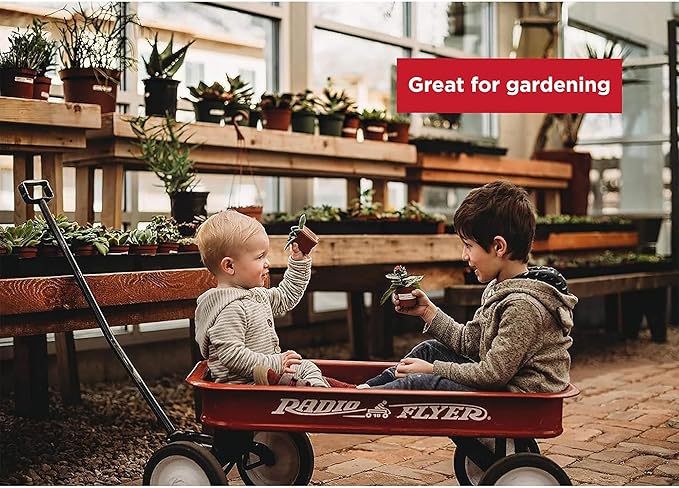 Radio Flyer Classic Red Wagon, for Kids 1.5+, All-Steel Body with No-Scratch Edges, 10” Rubber Tires Extra-Long Handle Folds Under Controlled Turning Radius 200 lb Capacity Wagon for Kids or Cargo