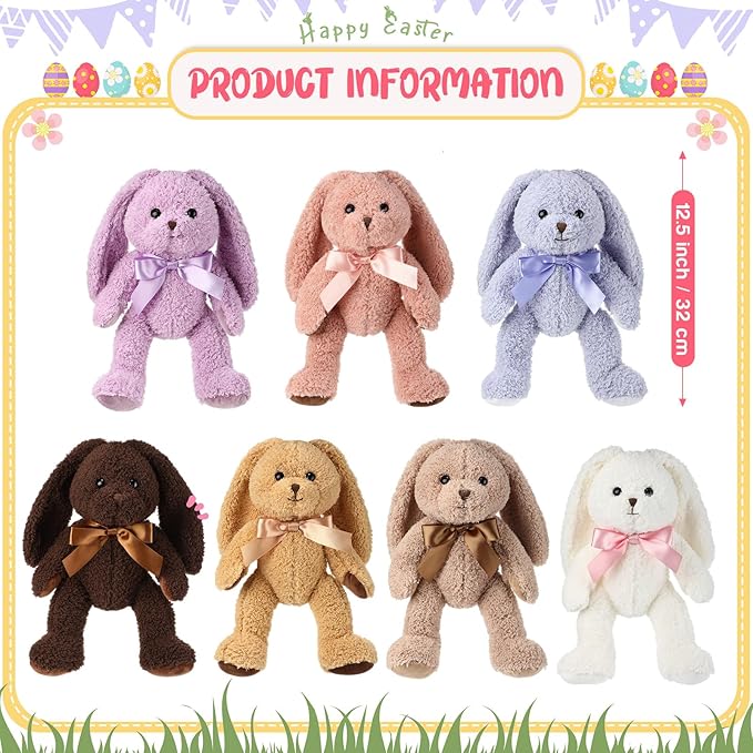 Civaner 7 Pcs Stuffed Animals Bulk 12.5 Inch Cute Soft Animal Plush Toys for Kids Birthday Gifts Baby Shower Party Decorations(Bright Color,Bunny)