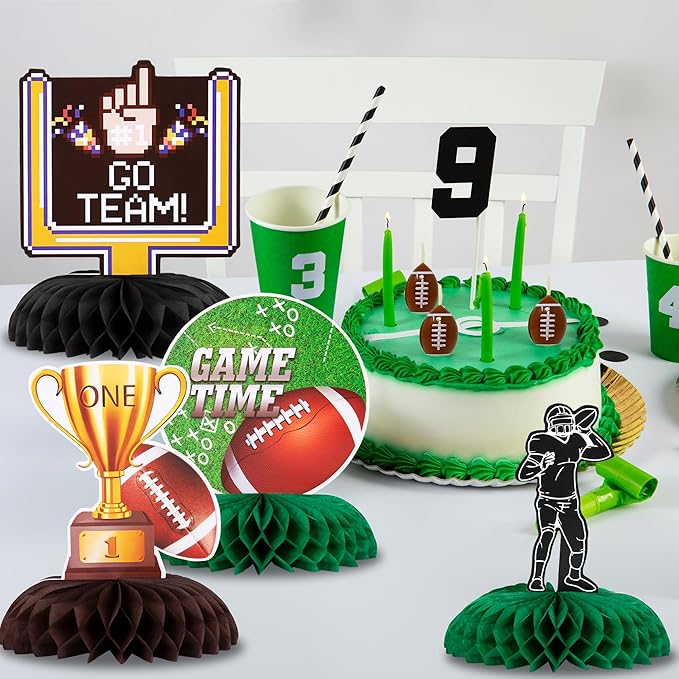ArtCreativity Football Centerpieces for Table - Set of 10 - Sports Football Party Table Centerpiece Decoration - Football Table Party Supplies for Tailgates - Football Birthday Party Centerpiece Decor