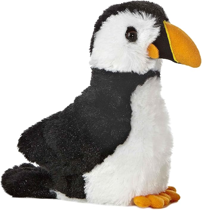 Aurora® Adorable Mini Flopsie™ Puffin Stuffed Animal - Mini Companions Ready for Playful Adventures - for Kids All Ages, Toddlers, Adults, and Families - Black 6.5 Inches