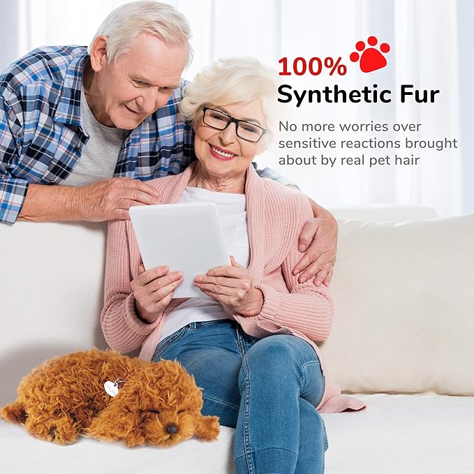 Poodle, Dog Toys for Kids and Elderly, Realistic Dog Stuffed Animals, Battery-Operated Stuffed Dog, Companion Interactive Pets with Synthetic Fur
