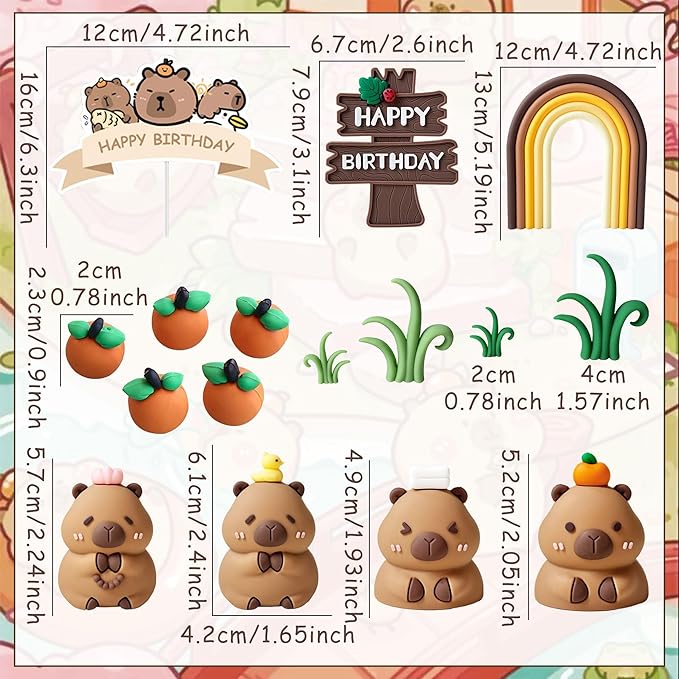 Capybara Cake Toppers Mini Blowfish Party Supplies for Capybara Birthday Party Supplies Shower Favors