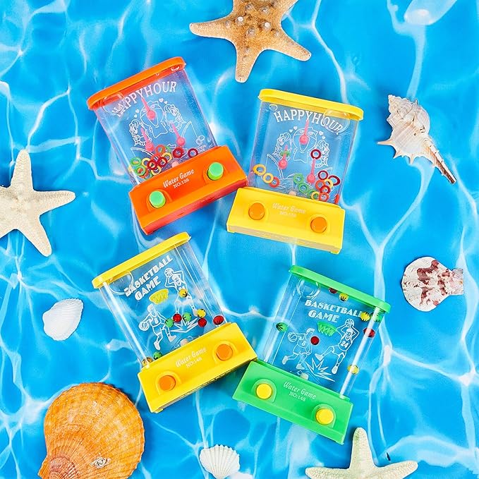 Lewtemi 60 Pcs Water Ring Toss Handheld Game Bulk Retro Pastime Games Handheld Toys Party Favor Basketball Fun Gift, Without Water