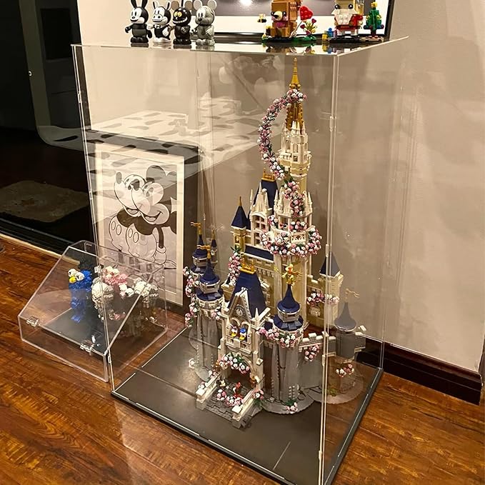 Thickened Clear Acrylic Display Case for Lego 76178 Daily Bugle for 10341 NASA Artemis Space Launch System for 10333 Lord of Rings Barad-dûr for 76454, Showcase Large, Black Inside 19.7x13.8x33.5in