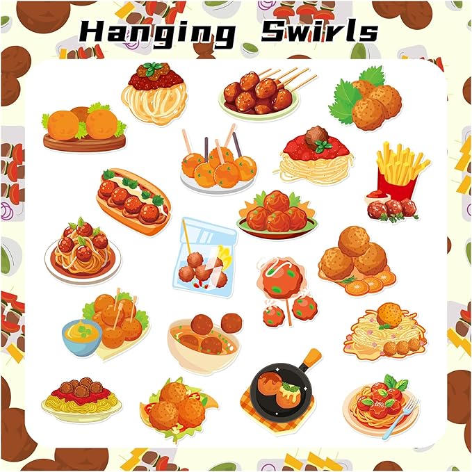 20 Pcs Meatball Hanging Swirls Spaghetti and Meatballs Ceiling Swirls Decorations Meatball Birthday Party Supplies for Italian Spaghetti and Meatballs Birthday Baby Shower Party Decorations