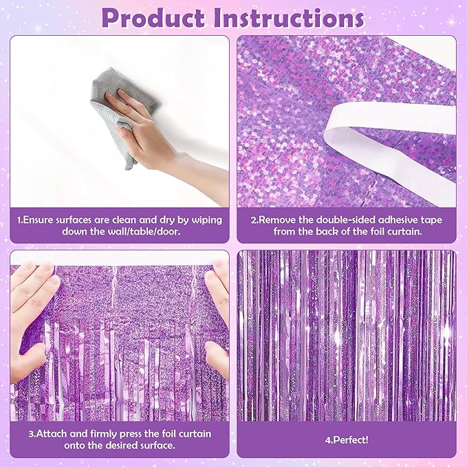 Pink Tinsel Curtain Party Backdrop Streamers - Birthday Decorations | Birthday Decorations for Girls | Princess Birthday Party Decorations |Sleepover Party Supplies for Girls,2 Pack