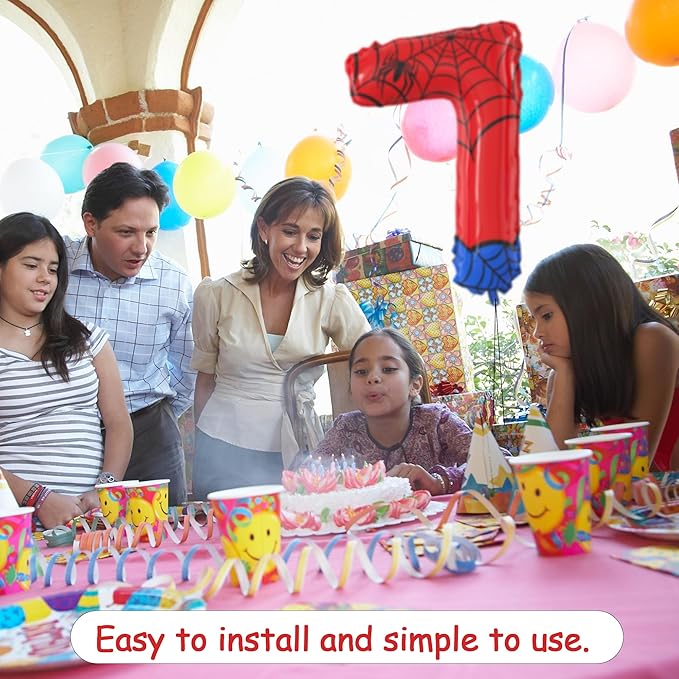40 Inch Giant Spider Theme Number Foil Balloons - Large Number 7 Balloons for Kids' Birthday Anniversary Party Decorations Supplies (Numbers 0-9 Available)