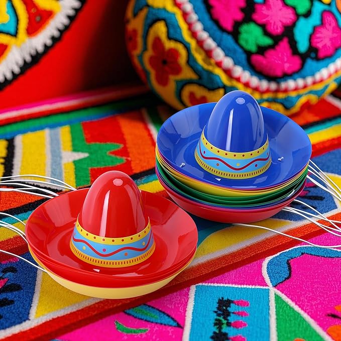 Tlswshsy Mini Mexican Plastic Sombreros, Cinco de Mayo Plastic Sombrero Hat,Sombrero Top Hat Accessories for Decoration