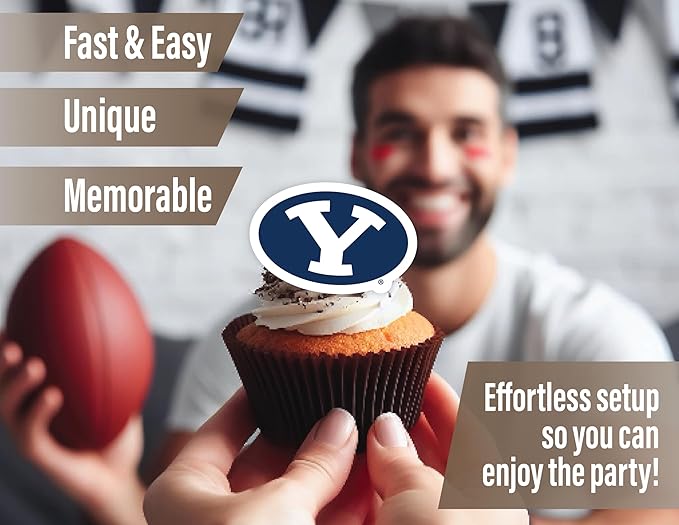 Brigham Young University Cupcake Topper Party Supplies for BYU Football, Birthday, Graduation Party Decorations (24 Pieces) (BYU Cougars)
