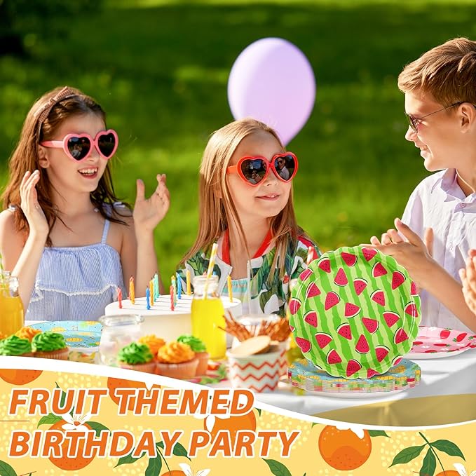 60 Pcs Fruit Paper Plates Tutti Frutti Birthday Party Supplies 7 Inch Disposable Fruit Dessert Plates Summer Dinner Plates Strawberry Pineapple Plates for Wedding Baby Shower Birthday Party