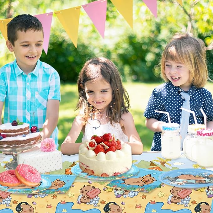 41pcs Capybara Party Supplies,Kapybara Birthday Party set Include dessert plate,Napkin and Tablecloth,Used for Capybara Birthday Party Decoration