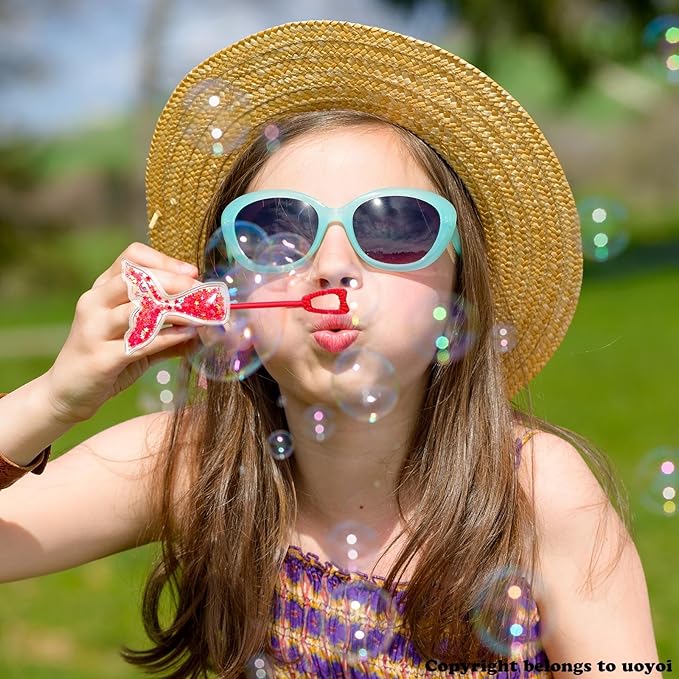 Mermaid Party Favors,24Pcs Glitter Mermaid Tail Bubble Wands for Kids Birthday Party Supplies,Classroom Prizes Pinata Goodie Bag Stuffers Gift