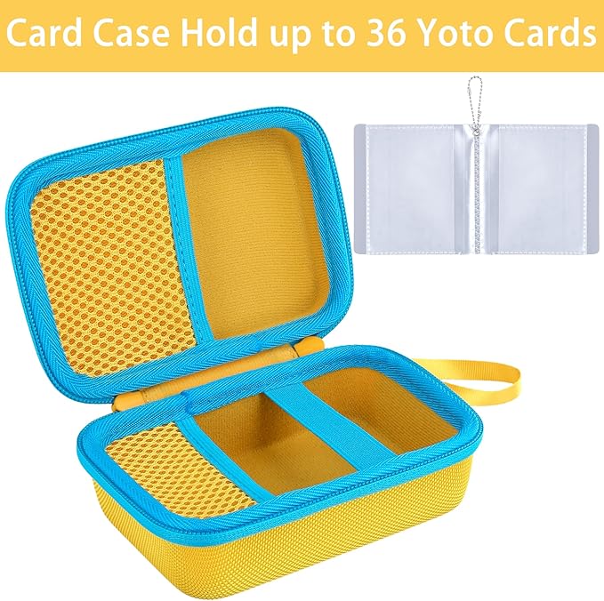 co2CREA Hard Case Compatible with Yoto Mini Kids Audio Music Player Children Speaker Plays Audiobook Cards Radio and Card Case Hold up to Yoto 36 Cards, Yellow Case,(Case for Yoto Mini)