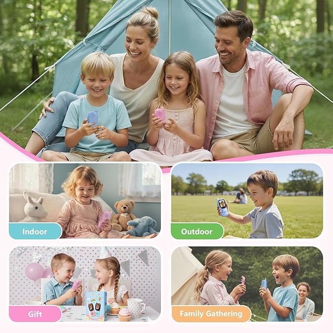 Kids Video Walkie Talkies, 2 Pack Rechargeable Children’s Visual Intercom Toys with LCD Screen, Long Range Two-Way Radio for Indoor Outdoor Games, Birthday Gifts for Boys Girls (Pink & Blue)