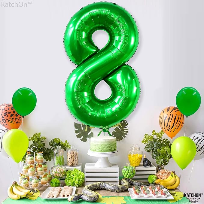 KatchOn, Green Number 8 Balloon - 40 Inch | Green 8 Balloon Number, Happy 8th Birthday Decorations Boy | Eight Balloon Number | 8 Year Old balloon, Green Birthday Decorations