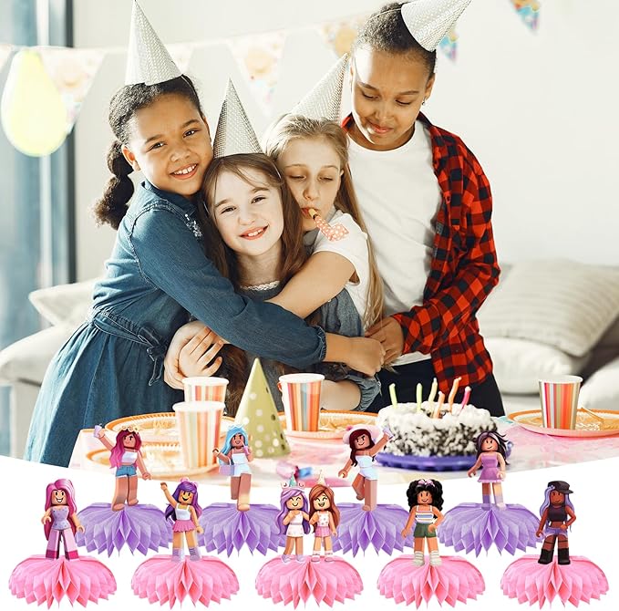9pcs Game Party Honeycomb Centerpieces for Kids Teens Girls Boys, Nine Original Designs Birthday Decorations Party Supplies Table Toppers Extra Thick, Kauai Sun™