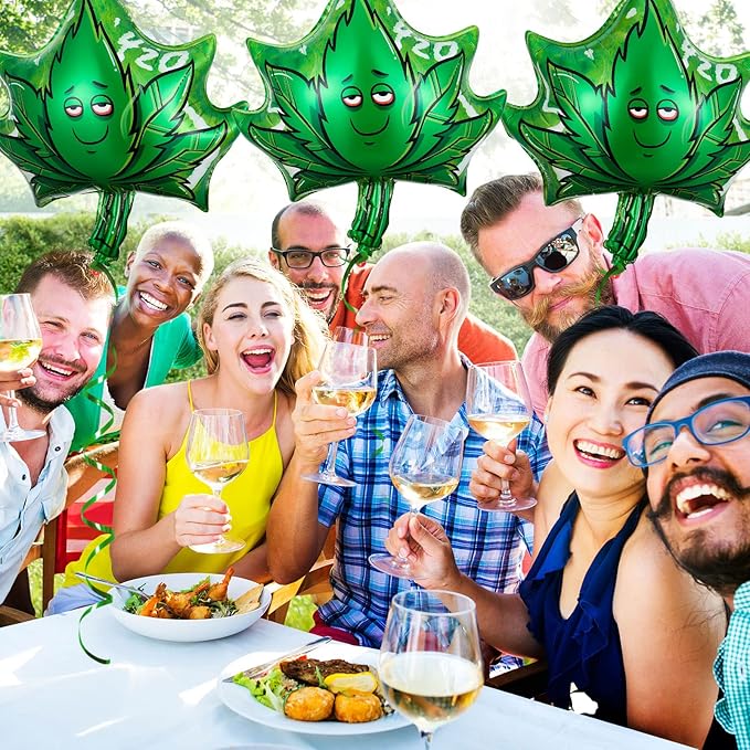 Charniol 9 Pcs 420 Weed Aluminum Balloon Decorations Set 420 Party Decorations Weed Balloons Birthday Party Supplies Aluminum Foil for Adults