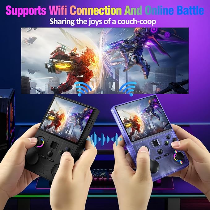 Retro Handheld Game Console, DC35V Retro Gaming Console 3.5’’IPS Screen Open Source Linux System Built-in 20000+Classic Games, 20+Emulators, Portable Video Gaming Console with 4000mAh Battery (Black)