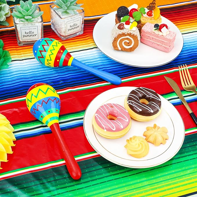 4 PCS Mexican Fiesta Plastic Tablecloth 108 x 54 Inch Mexican Striped Disposable Table Covers Waterproof Cinco De Mayo Rectangle Party Table Cloth for Fiesta Taco Mexico Themed Birthday Party Supplies