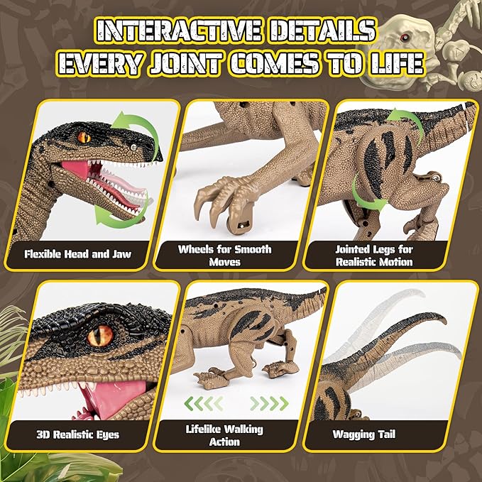 Dinosaur Toys for Kids, 2.4GHz Remote Control Dinosaur with Walking, Realistic Sounds, Demo Mode, Rechargeable Jurassic Toys for 3-5, 5-7, 8-12, Birthdays, Parties, Christmas, Children’s Day