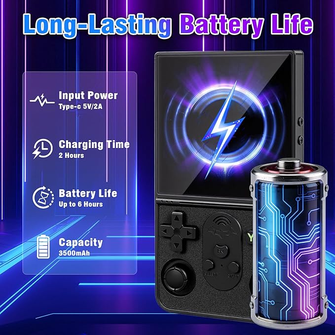 S600 Retro Handheld Game Console, 4 Inch 720p IPS Screen, 128GB with 18,000+ Pre-Installed Games, 3500mAh Battery for Long Play, Portable Linux System (Black)