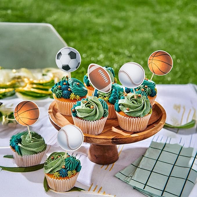 Gyufise 36 Pack Sports Cupcake Toppers Baseball Rugby Cupcake Picks Basketball Toothpicks Soccer Ball Football Cake Decor for Boy Happy Birthday For Sports Ball Game Theme Party Supplies Decoration …