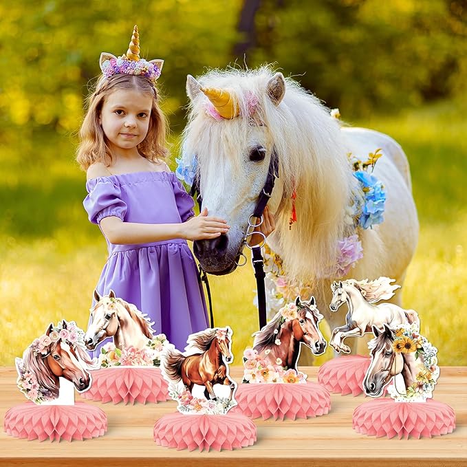 9 PCS Cowgirl Party Decorations,KSKSPE Cowgirl Honeycomb Centerpieces for Tables Centerpieces,3D Cowgirl & Horse Theme Party Decor Supplies Boys Girls