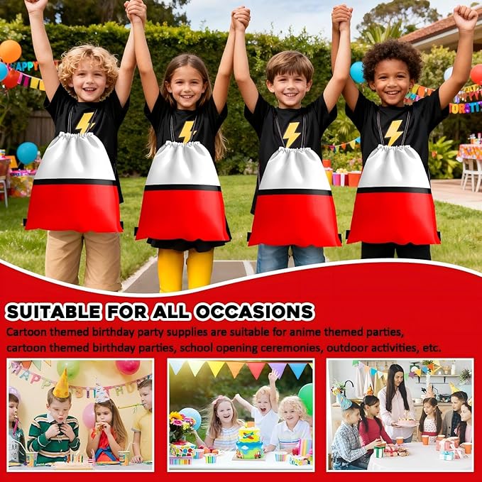 Cartoon Party Favors, Animation Themed Birthday Party Supplies & Goodie Bags for Kids, Include Drawstring Bags Notebook Silicone Bracelet Highlighter for Gifts Fillers