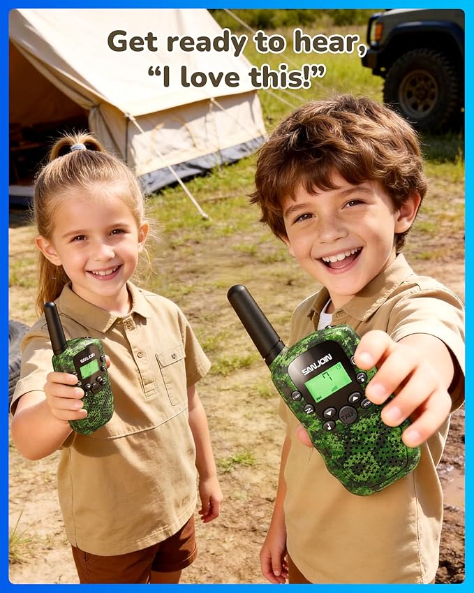 Rechargeable Walkie Talkies for Kids,Easter Gifts 2 Pack Walkie Talkie for 3-12 Year Old Boys Girls to Outside,Hiking,Camping Games Toy for 4 5 6 7 8 9 10 Years,2000 mAH Battery,3 Miles Range