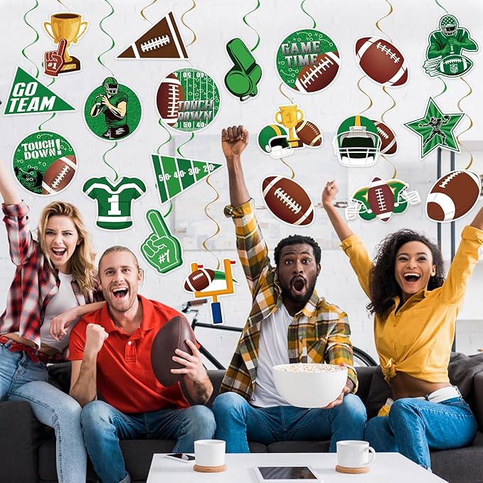 40Pcs Football Hanging Swirl Football Party Decorations Sports Football Theme Party Swirls Football Ceiling Hanging Swirls Football Hanging Decorations for Sport Football Birthday Party Decor