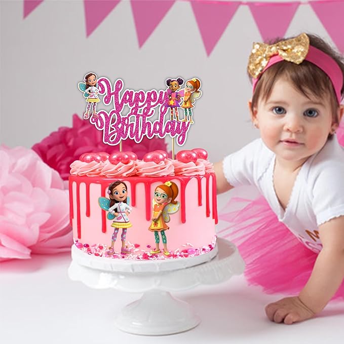 Buterbean Cafe Happy Birthday Cake Topper – Cute Bakery Café Theme Cake Decoration for Birthday Celebration, Coffee Shop Style Dessert Topper for Party Cakes, Table Display Styling, Photo Setup.