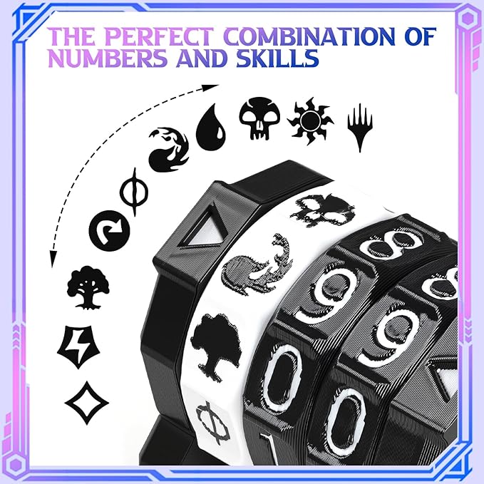 MTG Life Counter Wheel Health Tracker Gradient Game Counter for Board Game Compatible Table top Games with Magic Card Game Accessories CCG Creature Stats (Black with White)