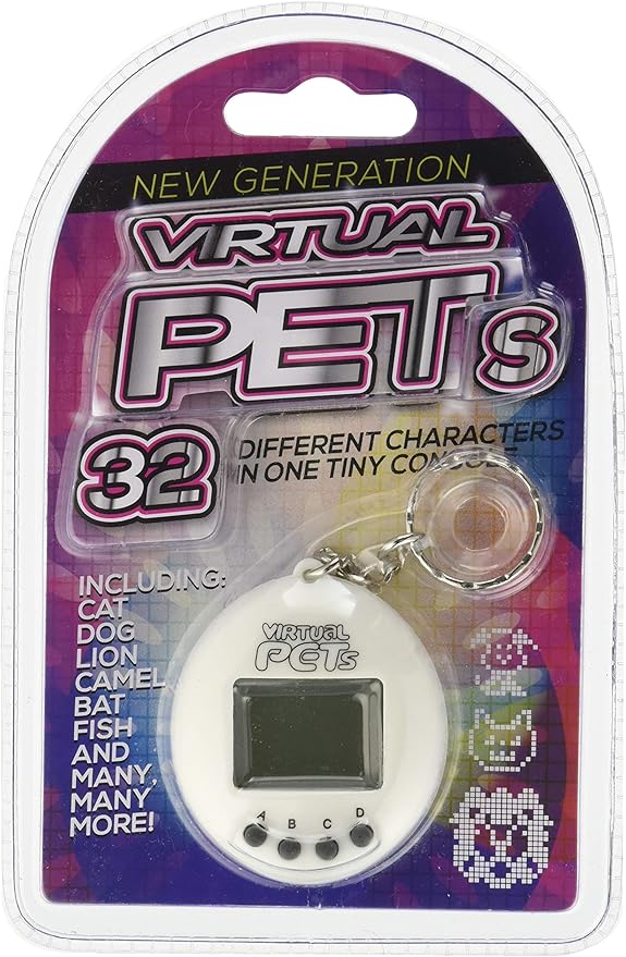 Funtime Gifts Virtual Pets Key Chain Toy 49-in-1, Cyber Pet for Kids Including Alien, Robot, Cat, Dog, Dinosaur and More, Portable Style Interactive Toy (Colours May Vary)