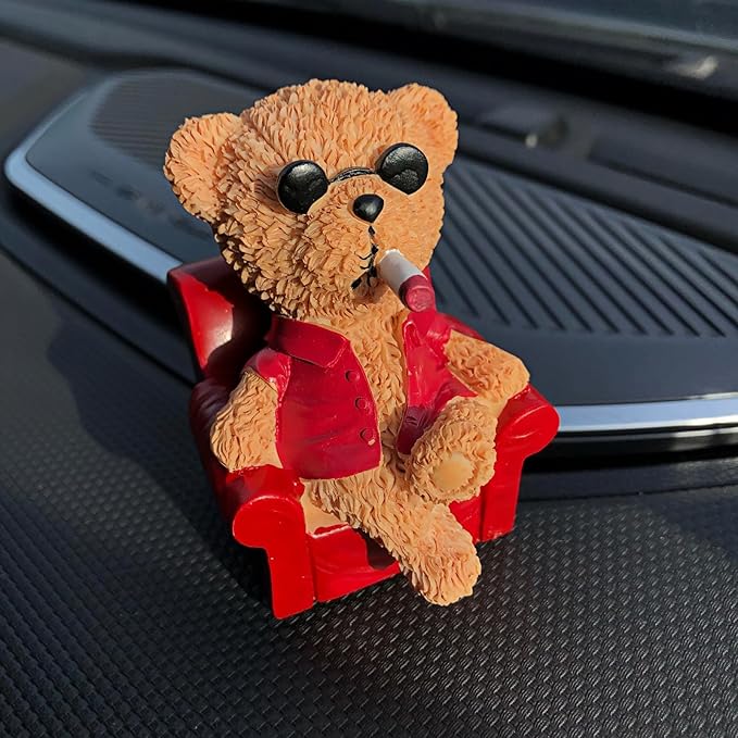 Cute Red Teddy Bear Statues Car Dashboard Decorations Accessories Interior for Men Women, Funny Collectibles Figurines for Car Dash Board Decor Auto Charm Ornaments Home Office Desk Decoration Gifts