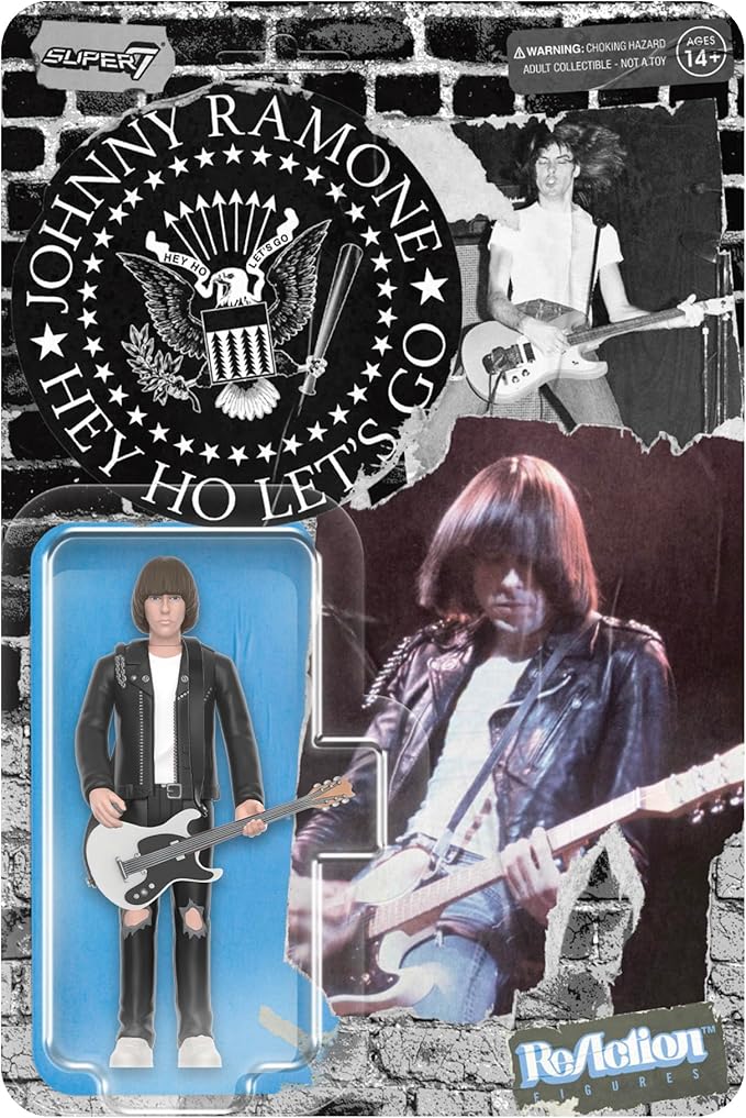 Super7 Johnny Ramone (White Shirt) - 3.75" Johnny Ramone Action Figure with Accessory Classic Music Collectibles and Retro Toys