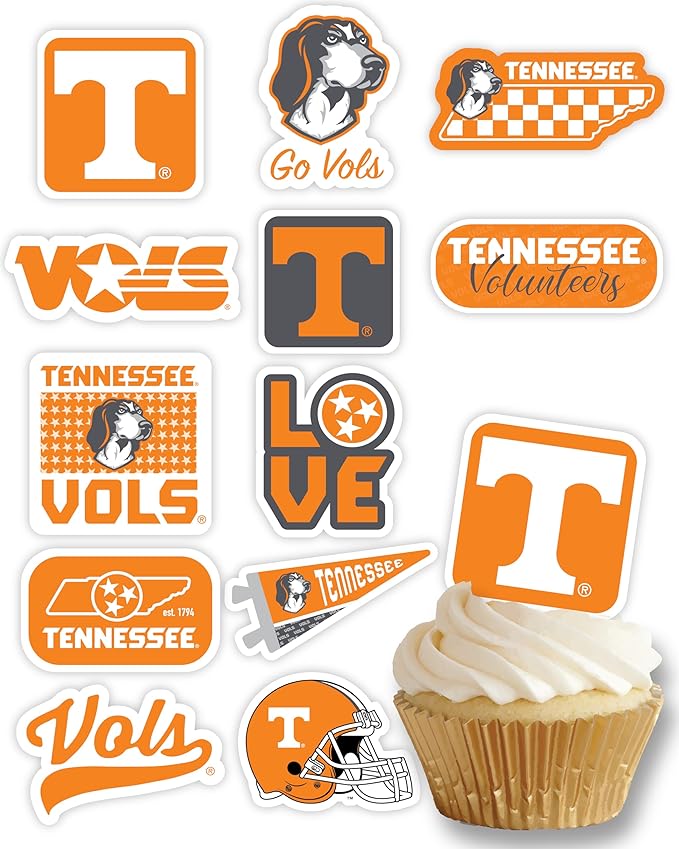 Tennessee Vols Cupcake Topper Party Supplies for Football, Birthday, Graduation Party Decorations (24 Pieces) (Tennessee Volunteers)