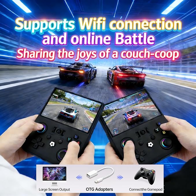 R36MAX 2 Retro Handheld Game Console, 4.5 Inch IPS HD Screen Portable Retro Game Console, 1.5GHz CPU Support 30+ Emulator Console Video Game Console, 4000mAh (Black)